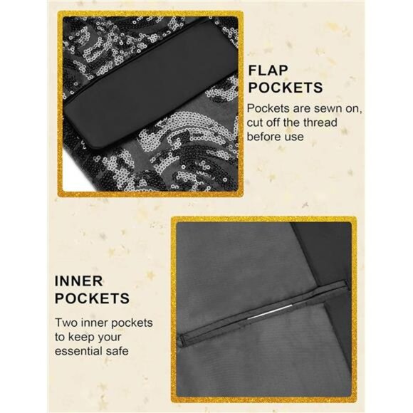 Men's Shiny Sequins Blazer Floral Suit Jacket Stylish Tuxedo for Party, Wedding - Picture 5 of 6